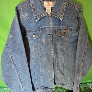 Denim Jacket with Heart Accents